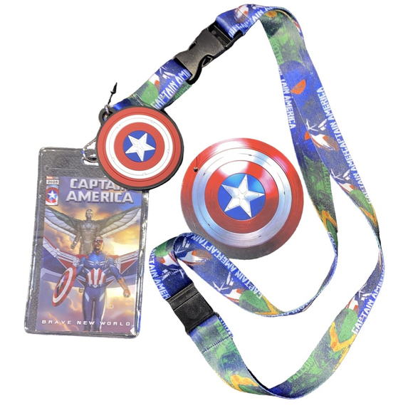 Marvel Accessories - Captain America Lanyard Key & Card Holder One Size Blue Red NWT